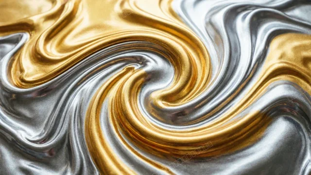 液态金银金属质感抽象壁纸