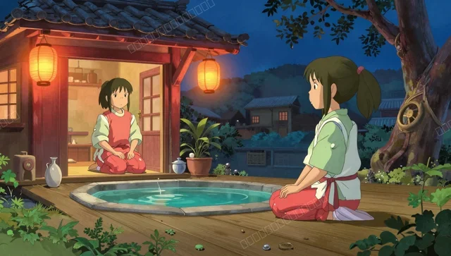 Spirited Away Night Bathhouse Wallpaper