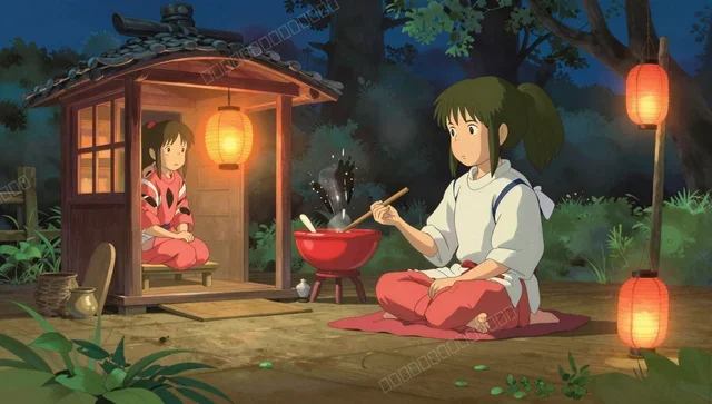 Spirited Away Night Bathhouse Wallpaper