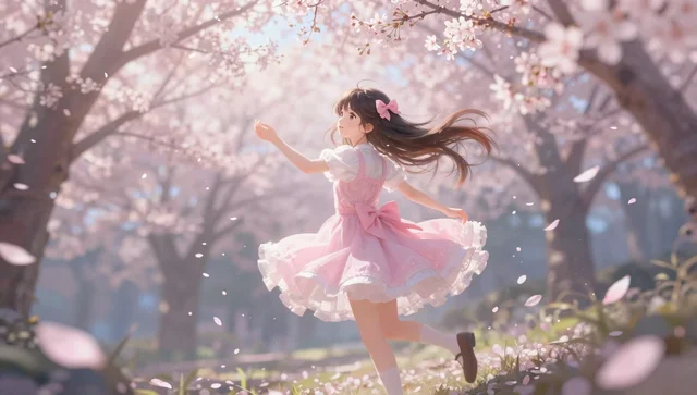 魔法少女风樱花隧道壁纸