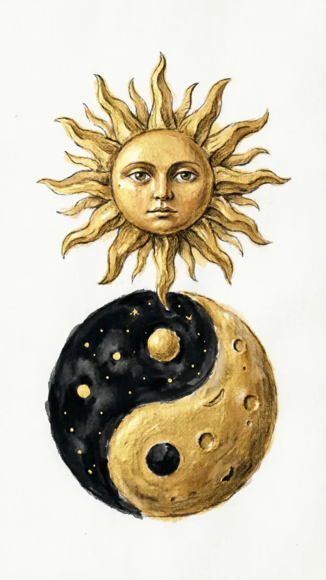 日月同辉阴阳平衡宇宙壁纸