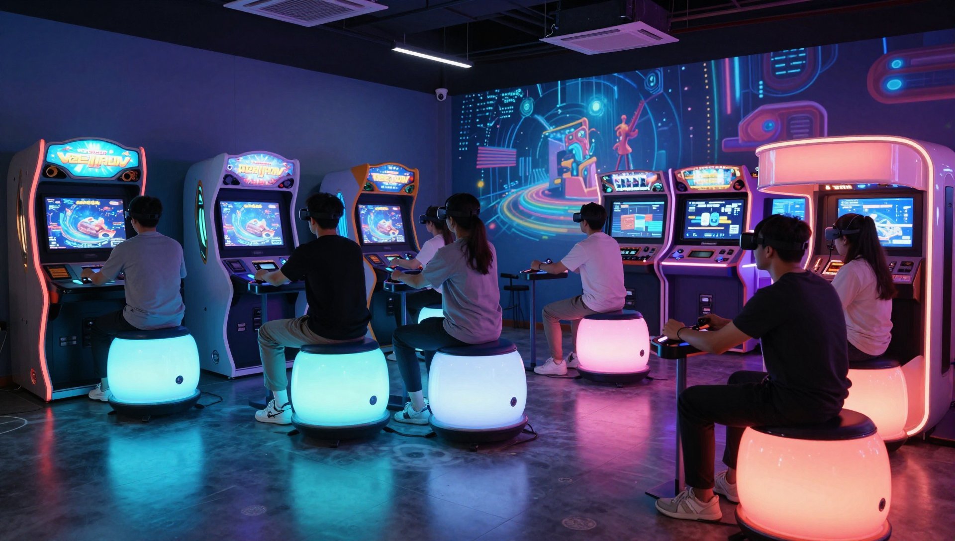 Cyber Dreamscape: VR Pods & Digital Reality