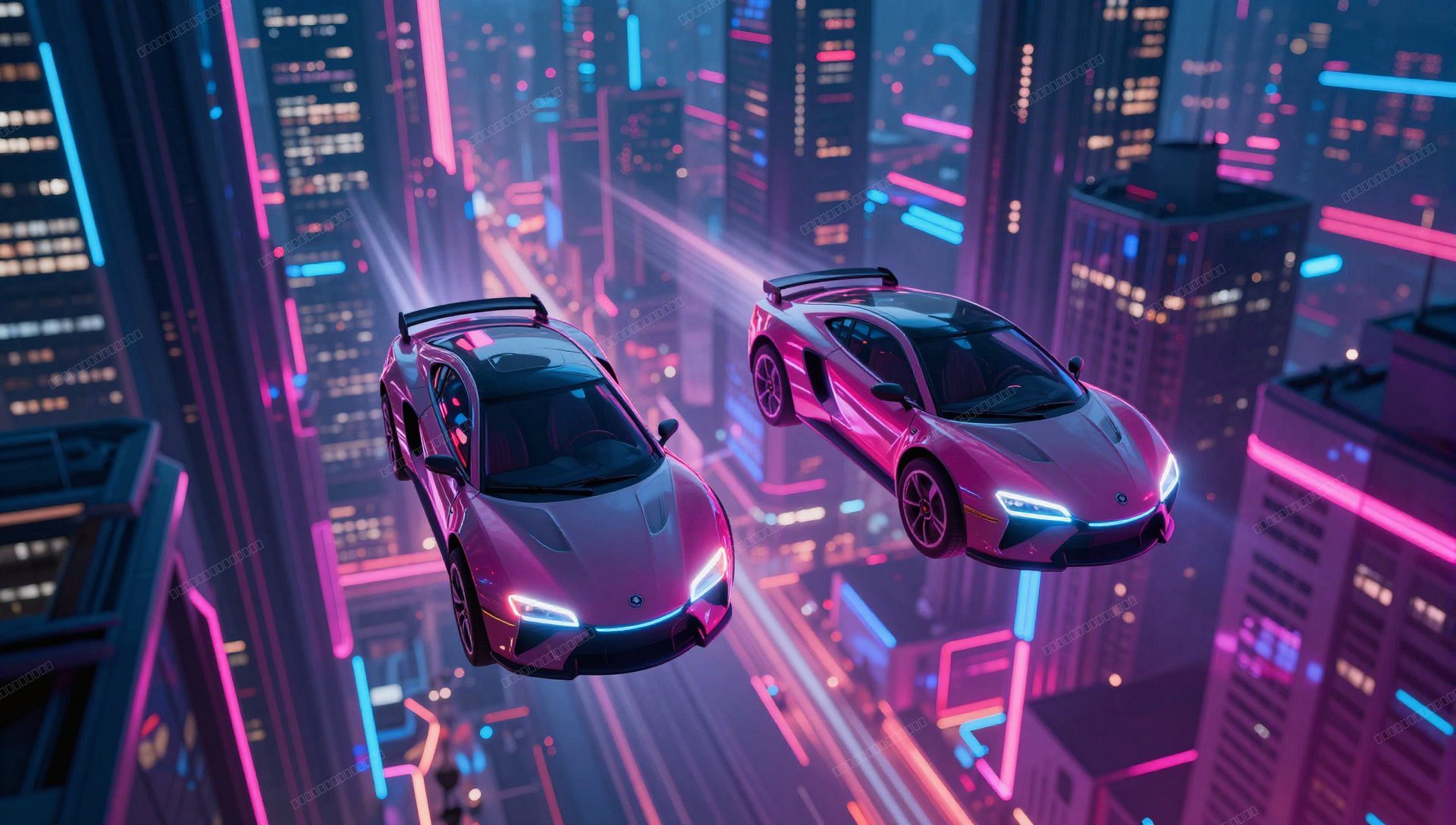 Neon Cyberpunk City: Flying Cars & Futuristic Skyscape