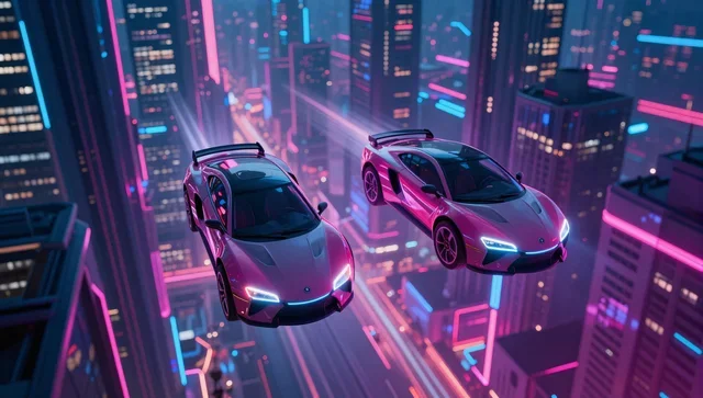 Neon Cyberpunk City: Flying Cars & Futuristic Skyscape