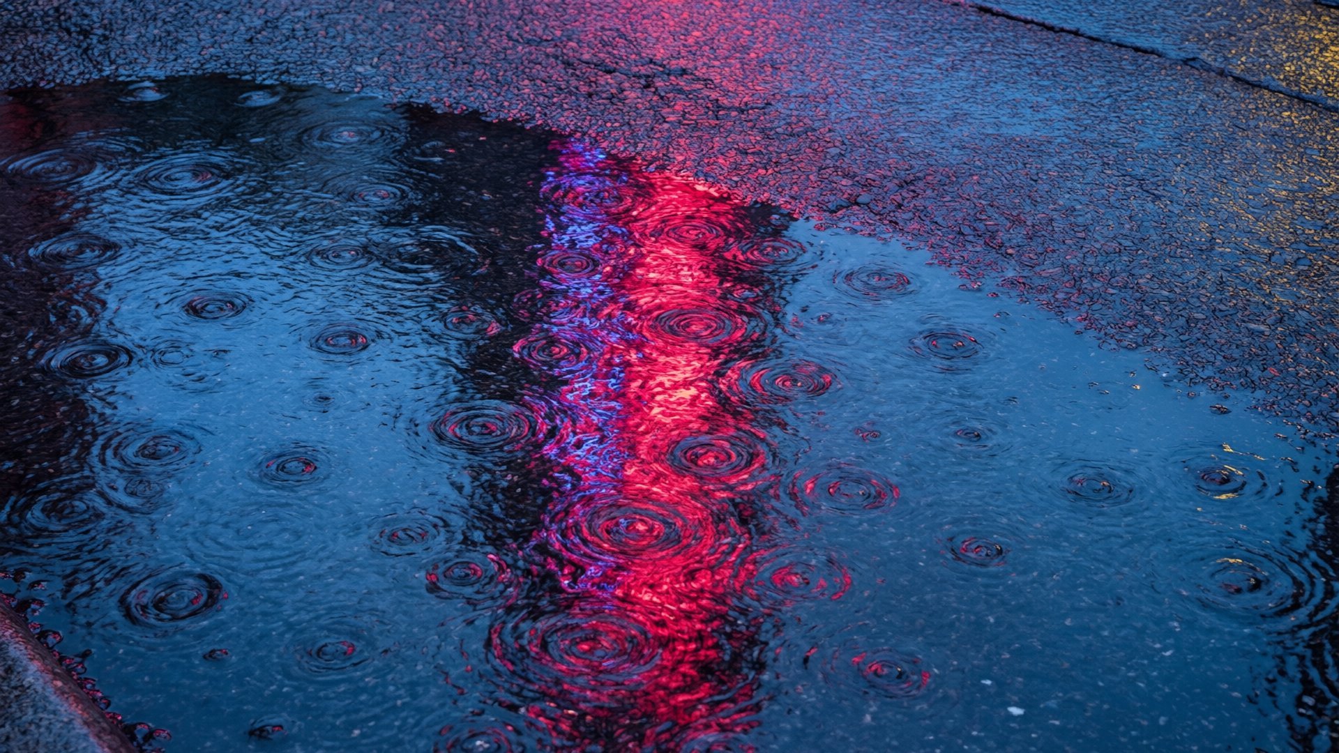 Rain-Soaked Cyberpunk Puddle Reflection