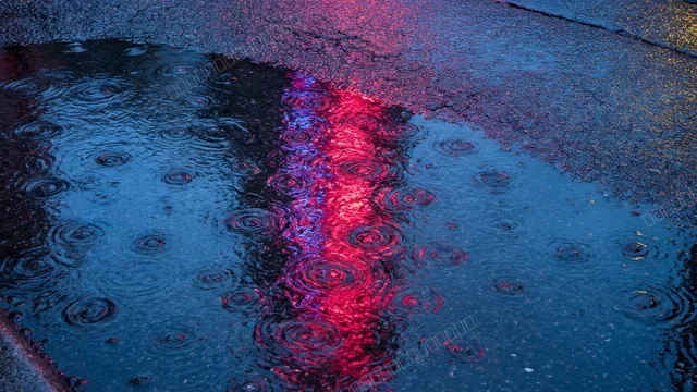 Rain-Soaked Cyberpunk Puddle Reflection