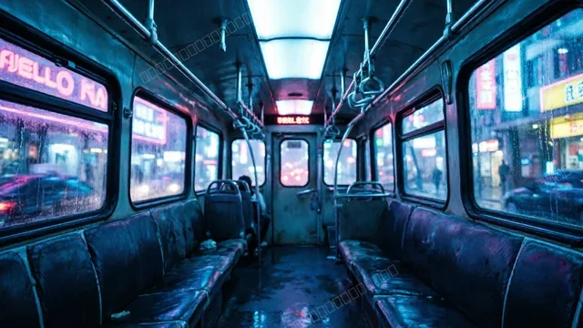 赛博朋克雨夜通勤列车壁纸