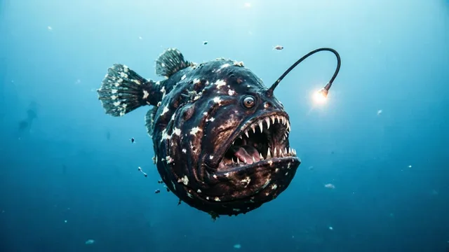 深海海沟深渊暗黑烛光鱼
