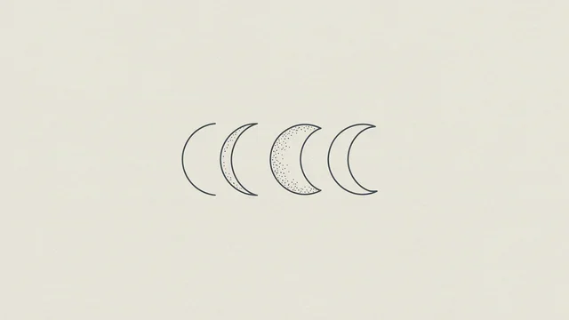 极简月相细线插画壁纸