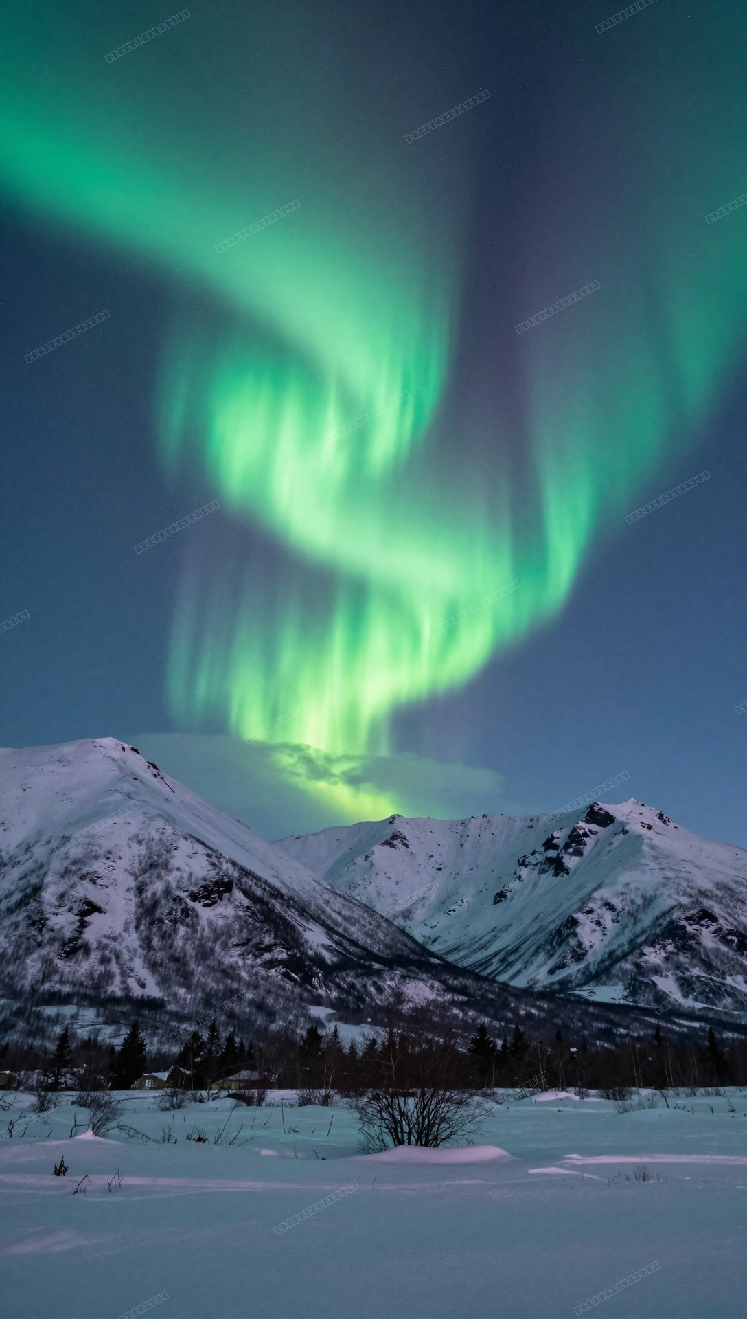 北极光雪山梦幻星空壁纸