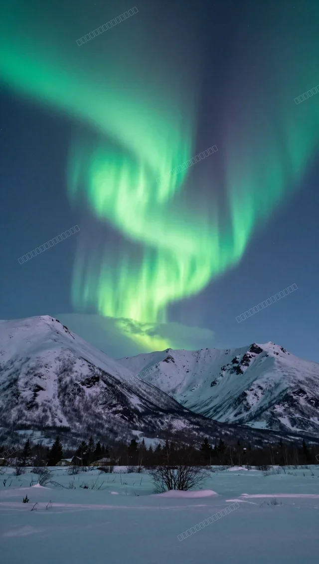 北极光雪山梦幻星空壁纸