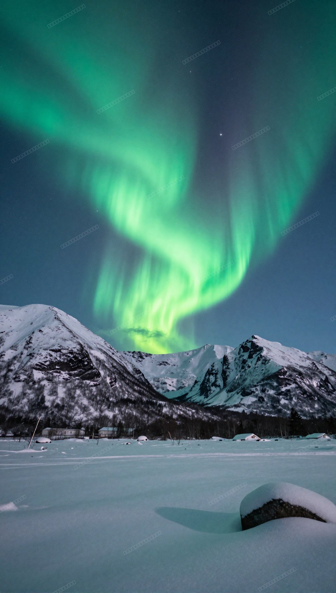 北极光雪峰星空壁纸