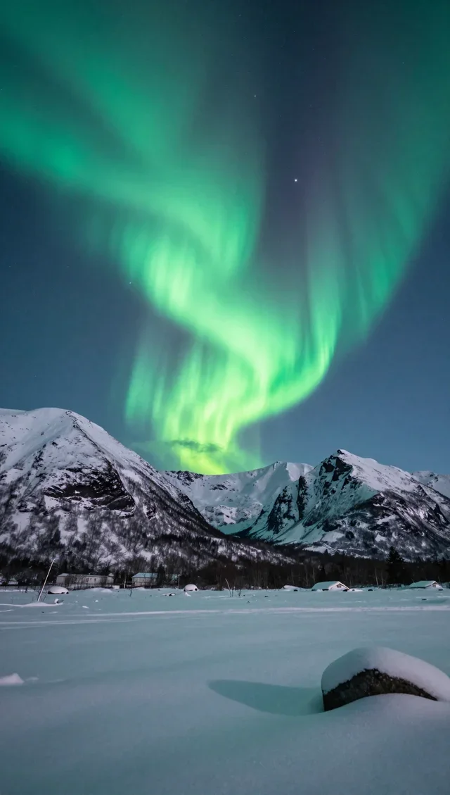 北极光雪峰星空壁纸