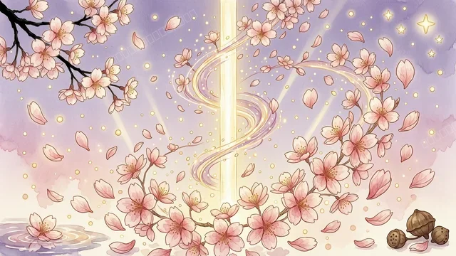 樱花花瓣光之隧道魔法少女壁纸